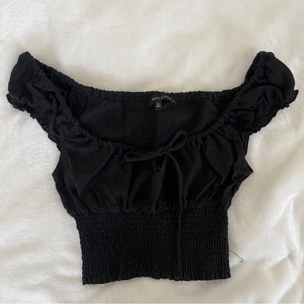 PacSun Kendall and Kylie Black Smocked Off-Shoulder Tank Top